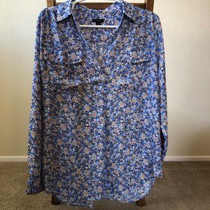 Ann Taylor Floral Campshirt - Petite Large (PL)